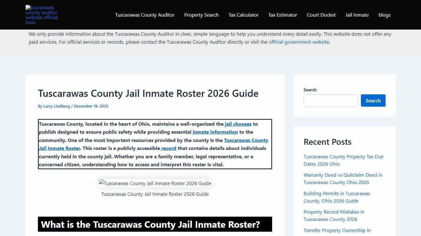Tuscarawas County Jail Inmate Roster 2026 Guide