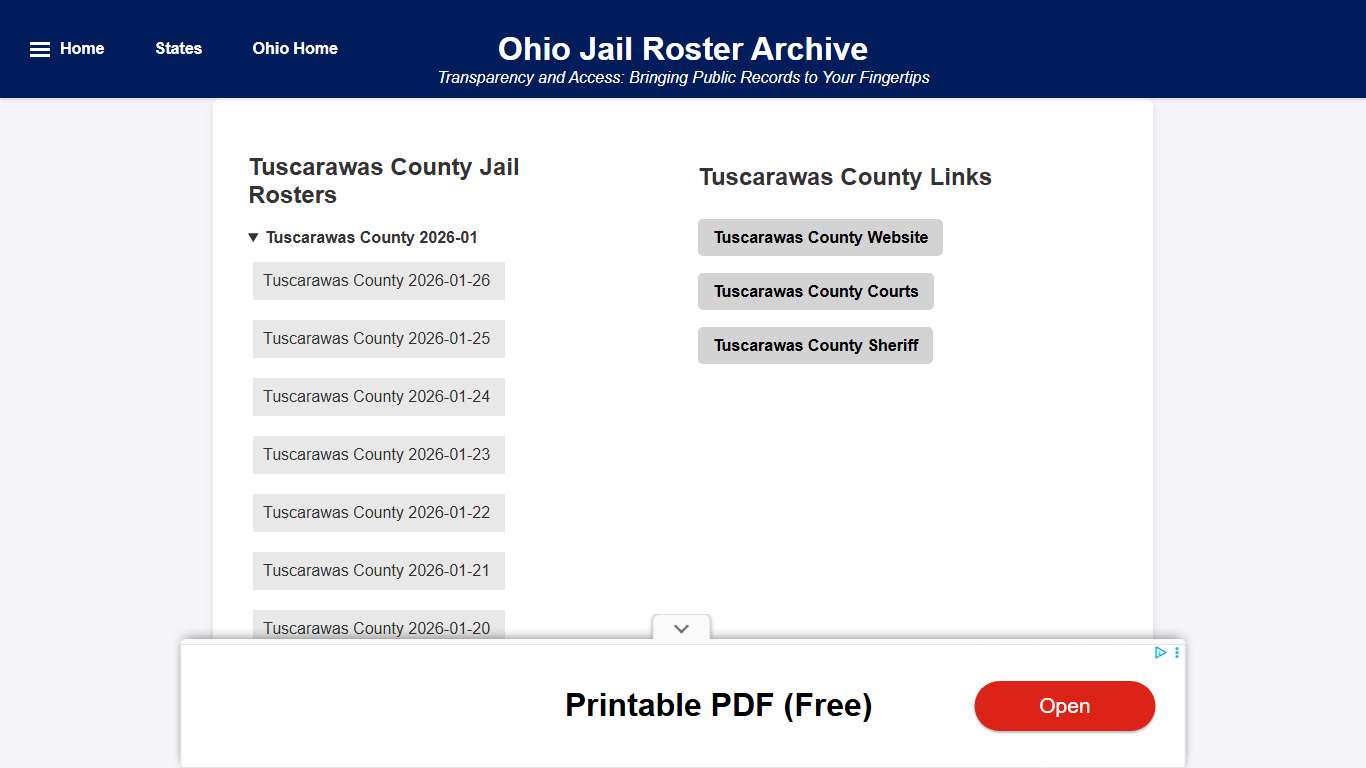 Tuscarawas County - Ohio Jail Rosters